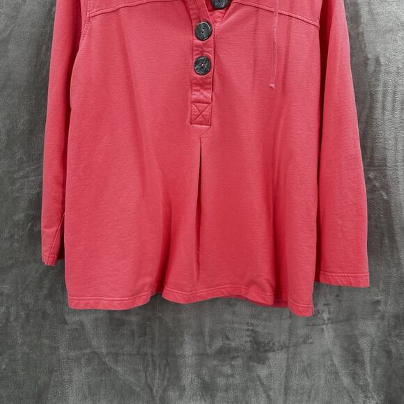Lulu B Sweatshirt Womens Large Pink Button Popover Beachy Buttons Boxy - Picture 2 of 10